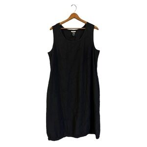Crea Concept Black Maxi Dress Lagenlook Size 46 Jacquard Shift Sleeveless